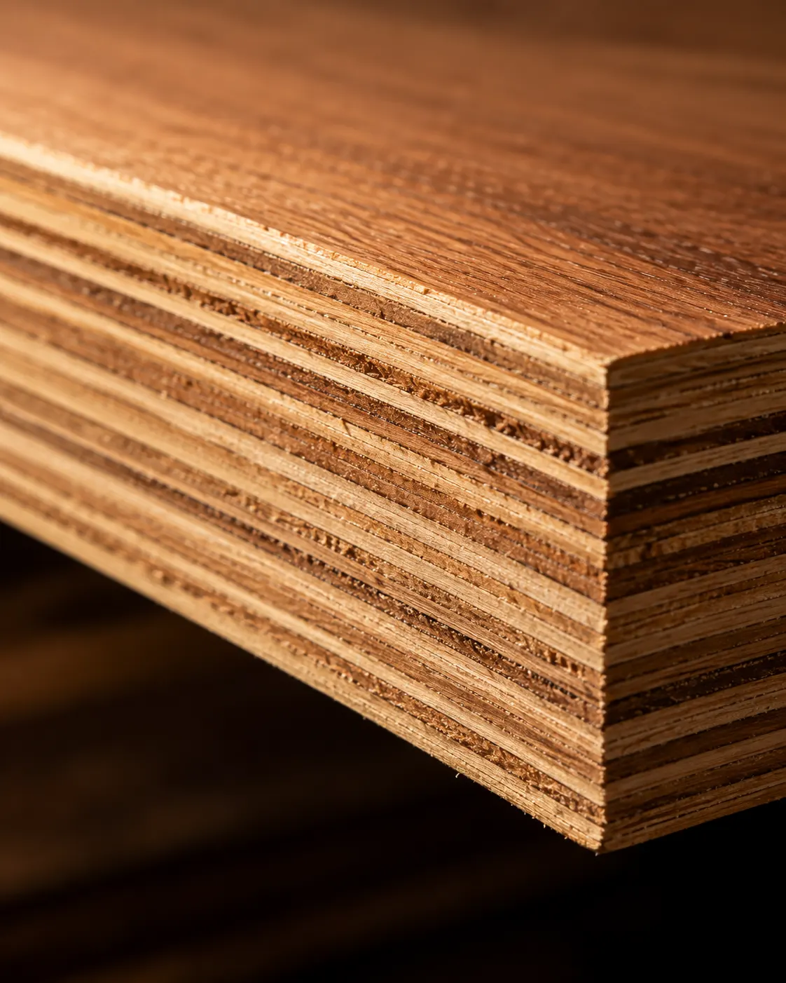Macro detail of wood grain and board layers