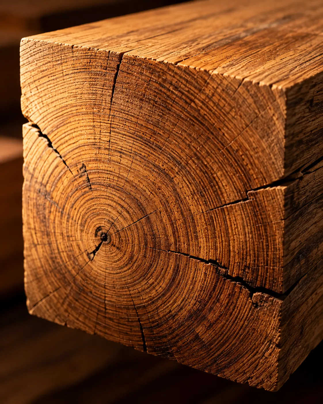 Macro detail of wood grain and board layers